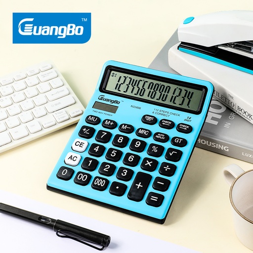 [N31606] ELECTRONIC CALCULATOR,14 DIGIT,BLUE