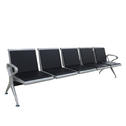 [PG05-F] LAGUNA 5-SEATER AIRPORT CHAIRS WITH HALF PU PAD, BLACK