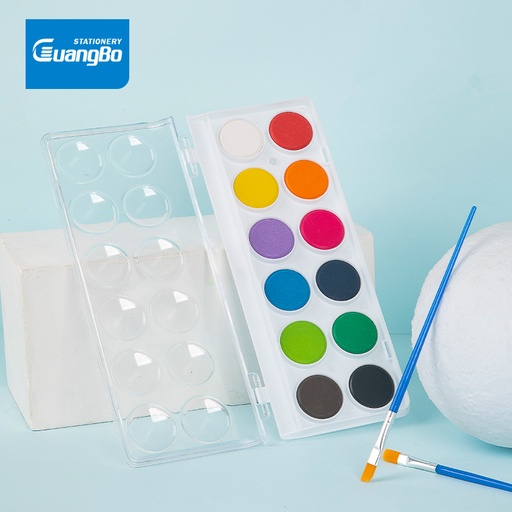 [HWH06378] WATER COLOR CAKE W/ PAINTBRUSH,12 COLORS