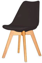 [CH719] CEBU PLASTIC BACK AND SEAT WITH PVC CUSHION, WOOD BASE